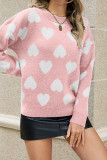 Heart Pattern Knitting Pullover Sweater