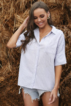 Sky Blue Short Sleeve Striped Shirt