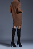 Turtleneck Cable Knitting Sweater Dress
