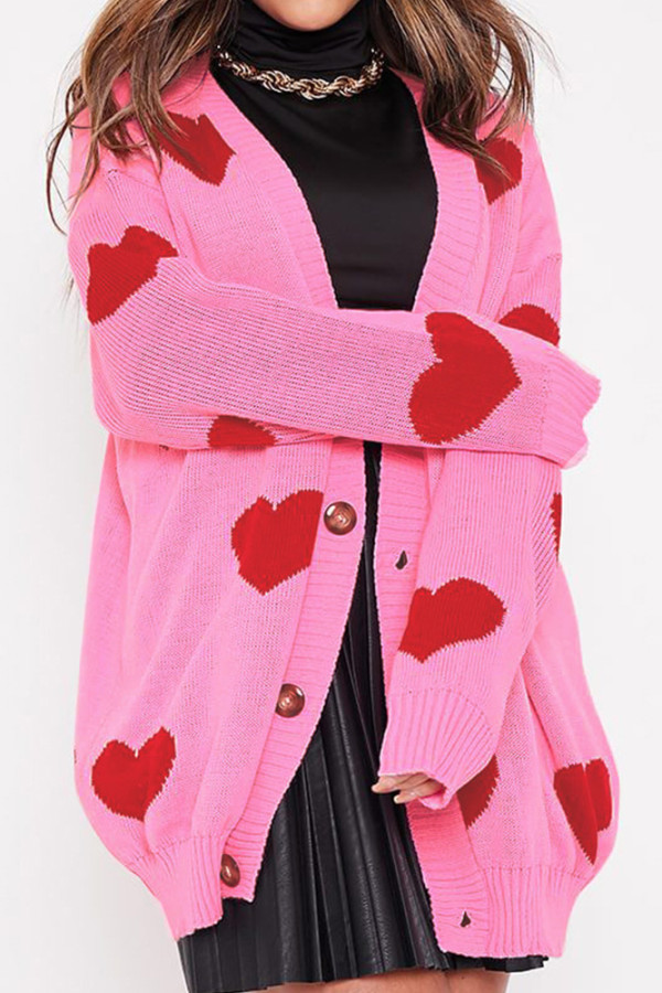Valentine Heart Front Open Knitting Cardigan