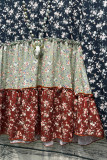Colorblock Contrast Floral Print Pleated Top