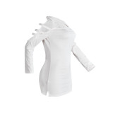 White Cut Of Shoulder Shirt