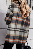 Blue Geometric Plaid Print Pocketed Shirt