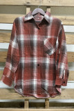 Plaid Colorblock Buttoned Shirt