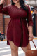 Plus Size Waist Tie Long Sleeve Ruffle Dress
