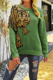 Tiger Pattern Tassle Knitting Pullover Sweater