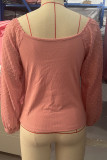 Puffy Sheer Sleeves Square Neck Long Sleeves Top
