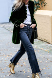 Plain Button Up Velvet Coat