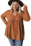Plus Size Ruffled Waffle Knit Top
