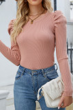 Plain Puff Long Sleeves Knit Top