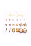 Alloy and Pearl Retro Earrings 6 Pairs Set
