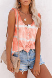 Orange Tie-dye Print Tank Top