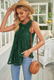 Green Lace Hollow Out Sleeveless T-Shirt