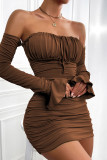 Ruched Bandeau Bodycon Dress