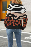 Leopard Splicing Colorblock Sweater