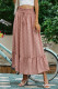 Red Floral Print Ruffled Drawstring High Waist Maxi Skirt