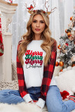 Merry Christmas Letter Print Plaid Long Sleeve Shirt