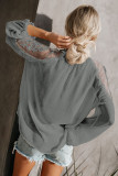 Gray Formal Invitation Lace Blouse