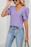 V Neck Hollow Out Short Sleeves Top