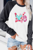 Love Red Teal Valentine's Long Sleeve Top UNISHE Wholesale