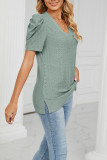 V Neck Hollow Out Short Sleeves Top