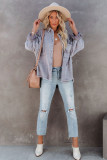Purple Distressed Fringe Trim Denim Jacket