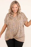 Leopard Plus Size Cheetah Print Twisted T-shirt