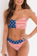 Red American Flag Pattern 2pcs Bikini Swimsuit