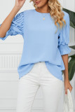 Frill Puffy Sleeves Chiffon Top