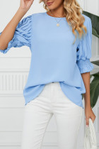 Frill Puffy Sleeves Chiffon Top