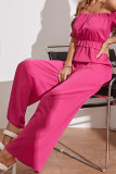 Rose Off Shoulder Ruffles One Piece Jumpsuit