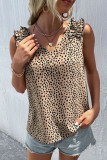 V Neck Sleeveless Leopard Tank Top