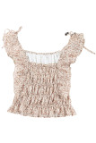 Khaki Leopard Print Tiered Ruffled Tank Top