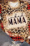 Leopard inked MAMA Leopard Plaid Print T Shirt