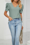 V Neck Hollow Out Short Sleeves Top