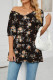 V Neck Puff Sleeves Floral Top