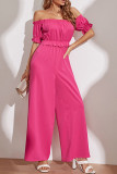 Rose Off Shoulder Ruffles One Piece Jumpsuit