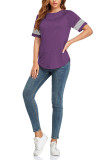 Stripes Splicing Short Sleeves Top