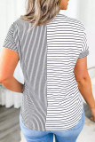 Mix Striped Print Chest Pocket T Shirt