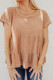 Nude Waffle Knit Ruffle Tiered Short Sleeve Blouse