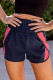 Blue Smocked Elastic Waist Athletic Shorts