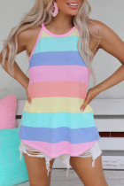 Multicolor Colorblock Knit Tank Top