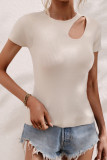 Short Sleeves Hollow Out Knitting Top
