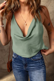 Green Cowl Neck Crisscross Back Tank Top