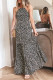 Leopard Halter Neck Strappy Tie Back Maxi Dress