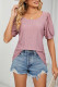 Round Neck Puffy Sleeves Hollow Out Top