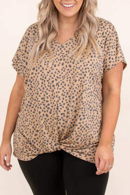 Leopard Plus Size Cheetah Print Twisted T-shirt