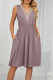 V Neck Lace Edge High Waist Pockets Sleeveless Tank Dress