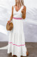 White Embroidered Back Knot Sleeveless Maxi Dress