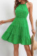 Green Spot Print Halter Sleeveless Tiered Dress